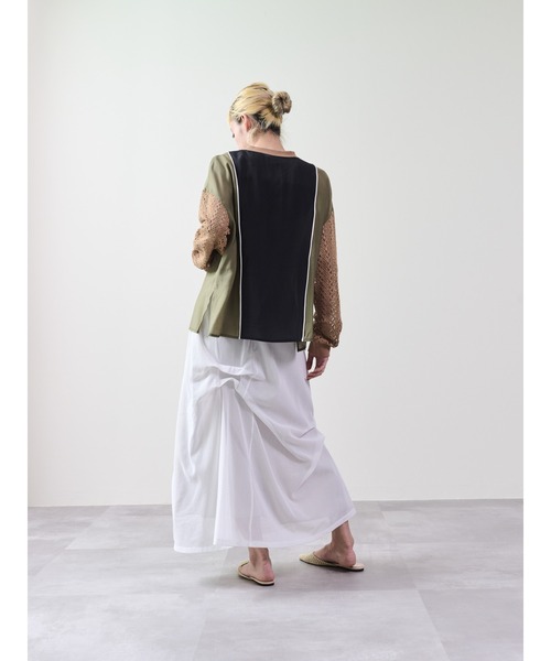 DOLLUPOOPS（ドールアップウップス）の「メッシュタック配色スカート（スカート・レディース・オフホワイト/ブラック・38）」の5枚目の写真