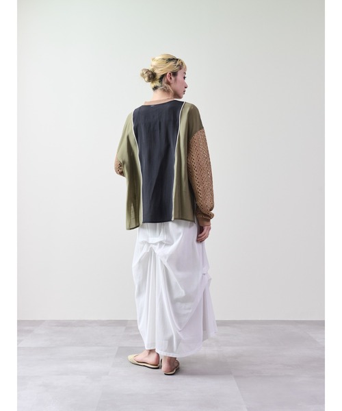 DOLLUPOOPS（ドールアップウップス）の「メッシュタック配色スカート（スカート・レディース・オフホワイト/ブラック・38）」の6枚目の写真