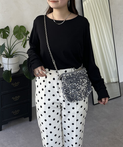 prose verse（プロズヴェール）の「袖シャーリングオーバーサイズシアートップス（Tシャツ/カットソー・レディース・ピンク/オフホワイト/ブラック・FREE）」の8枚目の写真