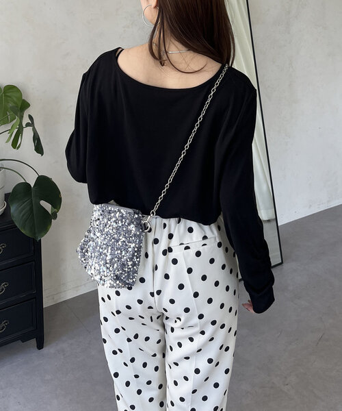 prose verse（プロズヴェール）の「袖シャーリングオーバーサイズシアートップス（Tシャツ/カットソー・レディース・ピンク/オフホワイト/ブラック・FREE）」の16枚目の写真