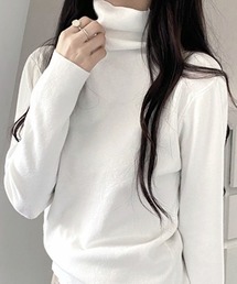 ハイネックリブニット