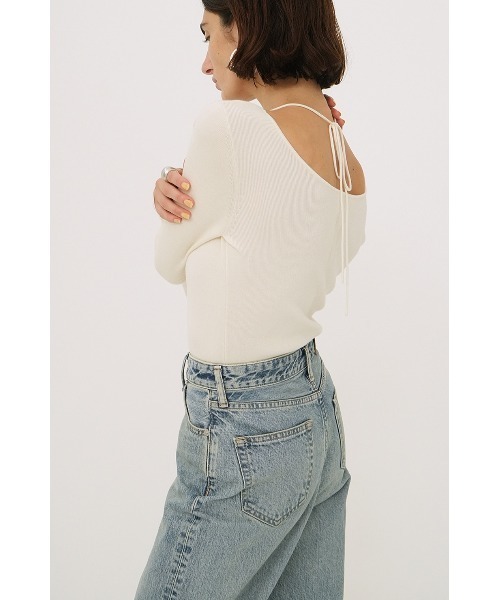 トップス CLANE ARRANGE RIBBON KNIT TOPS BLACK CLANE（クラネ）の「CLANE/クラネ/ARRANGE RIBBON KNIT TOPS（Tシャツ