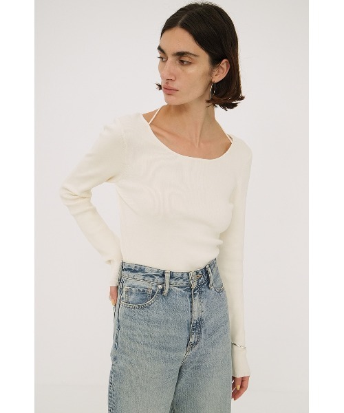 CLANE ARRANGE RIBBON KNIT TOPS アイボリー CLANE（クラネ）の「CLANE/クラネ/ARRANGE RIBBON KNIT TOPS（Tシャツ