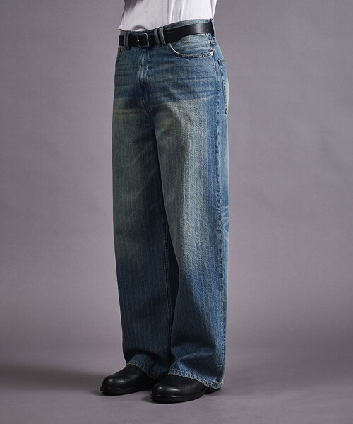 セール】オーバーダイ ドビー ストライプ デニム バギー パンツ