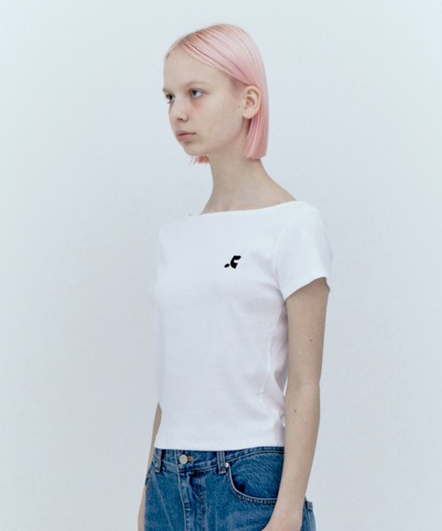 Rest&Recreation（レストアンドレクリエーション）の「Rest&Recreation/レストアンドレクリエーション BACK OPEN TOP バックオープントップ ワンポイント（Tシャツ/カットソー・レディース・ホワイト/スカイブルー/チャコール・FREE）」の6枚目の写真