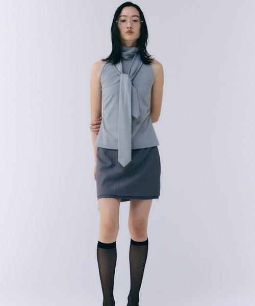 josemoon NECKTIE SHIRT/ネクタイシャツグレー JOSE MOON NECKTIE SHIRT/ネクタイシャツ