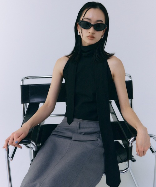JOSE MOON(ジョゼムーン)の「NECTIE TOP/ネクタイトップ(Tシャツ/カットソー・レディース・ブラック/グレー・36/38)」の15枚目の写真