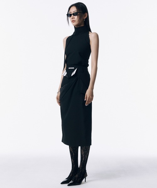 JOSE MOON(ジョゼムーン)の「NECTIE TOP/ネクタイトップ(Tシャツ/カットソー・レディース・ブラック/グレー・36/38)」の5枚目の写真