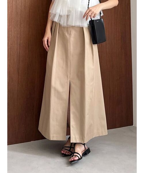 OUNNOUN(オウンノウン)の「【OUNNOUN】ギャバスリットデザインスカート(スカート・レディース・ベージュ/ブラック・MEDIUM/SMALL)」の3枚目の写真