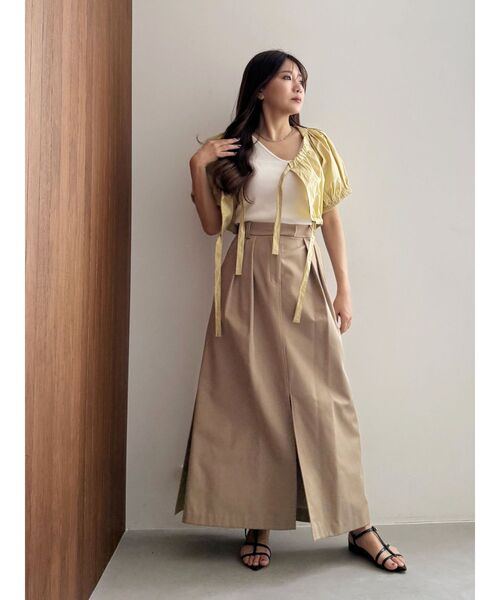 OUNNOUN(オウンノウン)の「【OUNNOUN】ギャバスリットデザインスカート(スカート・レディース・ベージュ/ブラック・MEDIUM/SMALL)」の5枚目の写真