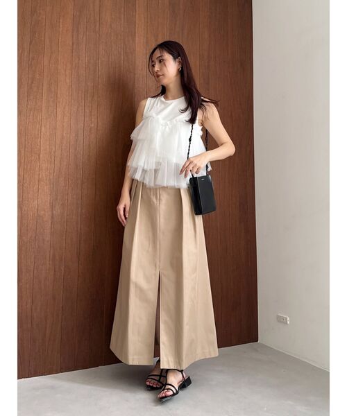 OUNNOUN(オウンノウン)の「【OUNNOUN】ギャバスリットデザインスカート(スカート・レディース・ベージュ/ブラック・MEDIUM/SMALL)」の8枚目の写真