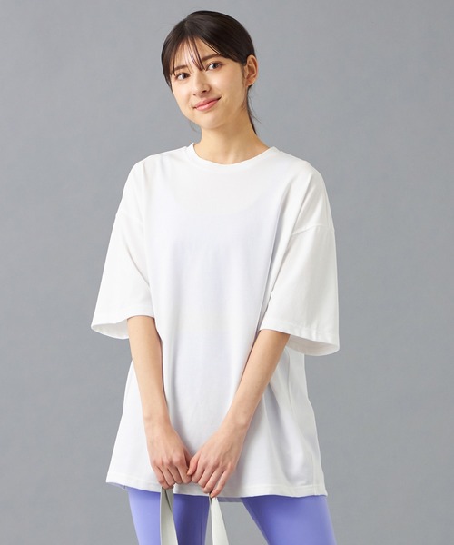 Chacott(チャコット)の「HandsomeCotton オーバーTシャツ(Tシャツ/カットソー・レディース・グリーン/ライトグリーン/ホワイト/ブラック/サーモンピンク・M)」の20枚目の写真