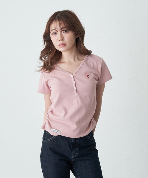 RAY CASSIN Vネックヘンリー胸刺繍半袖Tシャツ セール】【WEB限定/お気に入り登録2.6万人】Vネックヘンリー胸