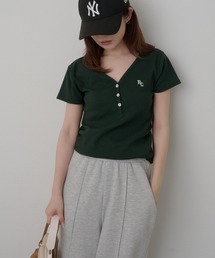 RAY CASSIN | Vネックヘンリー胸刺繍半袖Tシャツ(Tシャツ/カットソー)