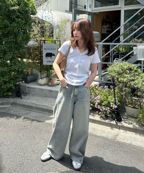 RAY CASSIN Vネックヘンリー胸刺繍半袖Tシャツ WEB限定/お気に入り登録2.6万人】Vネックヘンリー胸刺繍半袖T