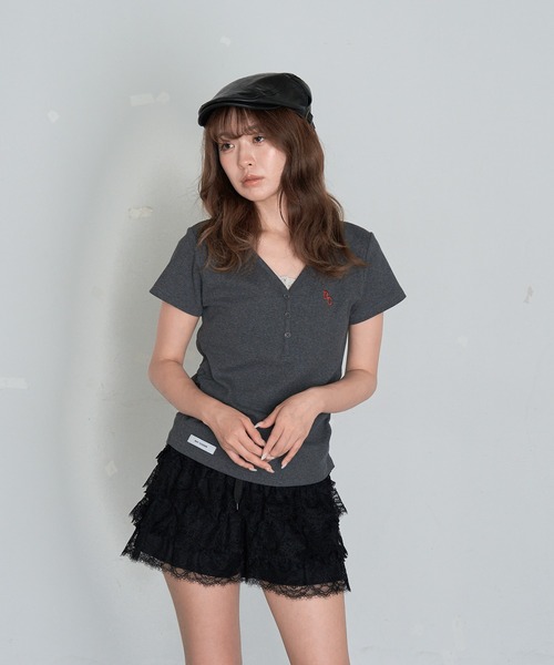 RAY CASSIN Vネックヘンリー胸刺繍半袖Tシャツ WEB限定/お気に入り登録2.6万人】Vネックヘンリー胸刺繍半袖T