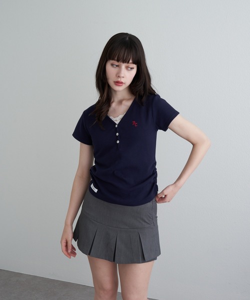 RAY CASSIN Vネックヘンリー胸刺繍半袖Tシャツ WEB限定/お気に入り登録2.6万人】Vネックヘンリー胸刺繍半袖T