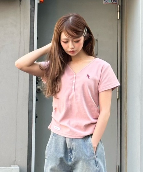 RAY CASSIN Vネックヘンリー胸刺繍半袖Tシャツ WEB限定/お気に入り登録2.6万人】Vネックヘンリー胸刺繍半袖T