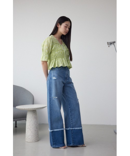 AZUL by moussy(アズールバイマウジー)の「AZUL DENIM スウィッチングバイカラーデニム(デニムパンツ・レディース・ブルー/ライトブラック・SMALL/MEDIUM)」の12枚目の写真