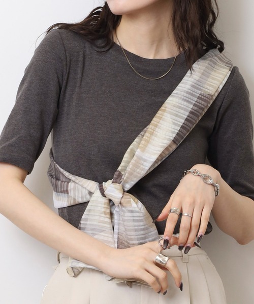 atONE(アットワン)の「コットンフライス5分袖Tシャツ(Tシャツ/カットソー・レディース・ブラック/ネイビー/杢グレー/オフホワイト/チャコールグレー・4L/3L/LL/L/M)」の17枚目の写真