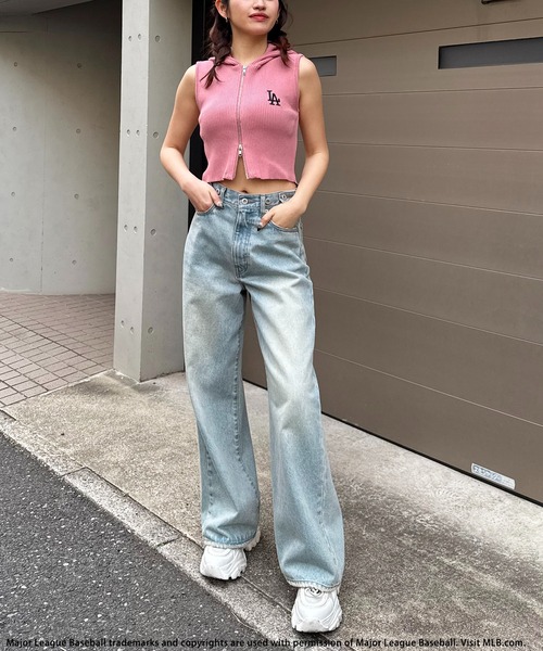 BACK TO THE FIELD（バック トゥー ザ フィールド）の「【MLB】刺繍ロゴフード付きトップス（Tシャツ/カットソー・レディース・ブラック/ピンク/ベージュ・FREE）」の9枚目の写真