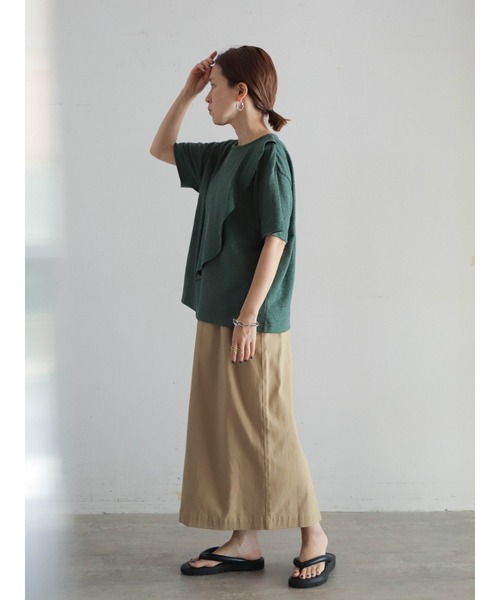 FIL DE FER（フィルデフェール）の「メランジ鹿の子　フロントフレアP/O（Tシャツ/カットソー・レディース・グリーン/グレー・FREE）」の10枚目の写真