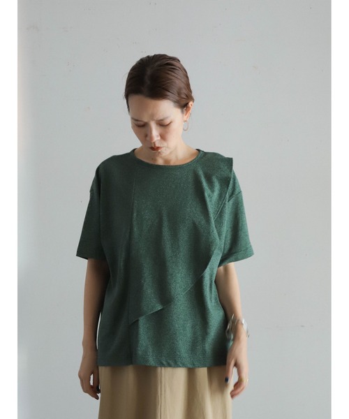 FIL DE FER（フィルデフェール）の「メランジ鹿の子　フロントフレアP/O（Tシャツ/カットソー・レディース・グリーン/グレー・FREE）」の4枚目の写真
