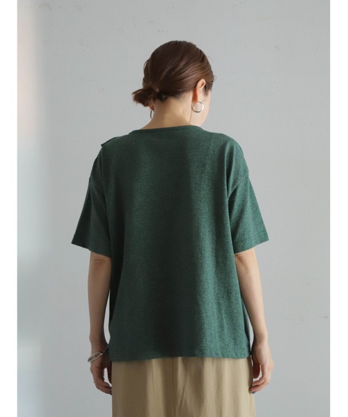 FIL DE FER（フィルデフェール）の「メランジ鹿の子　フロントフレアP/O（Tシャツ/カットソー・レディース・グリーン/グレー・FREE）」の5枚目の写真