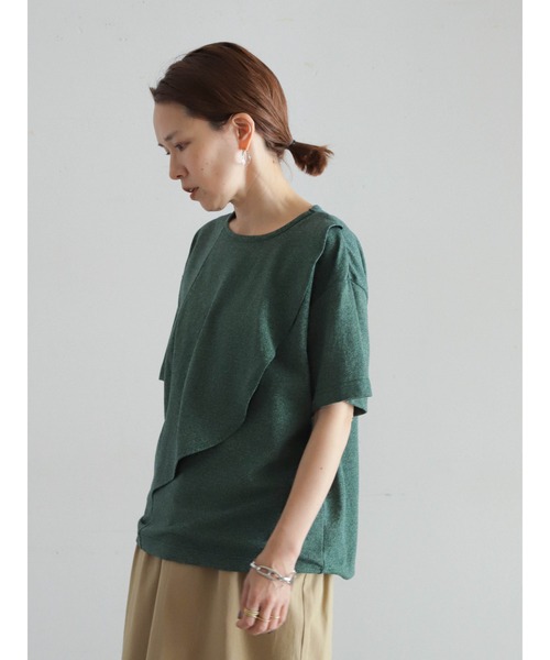 FIL DE FER（フィルデフェール）の「メランジ鹿の子　フロントフレアP/O（Tシャツ/カットソー・レディース・グリーン/グレー・FREE）」の3枚目の写真