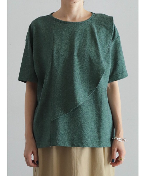 FIL DE FER（フィルデフェール）の「メランジ鹿の子　フロントフレアP/O（Tシャツ/カットソー・レディース・グリーン/グレー・FREE）」の15枚目の写真