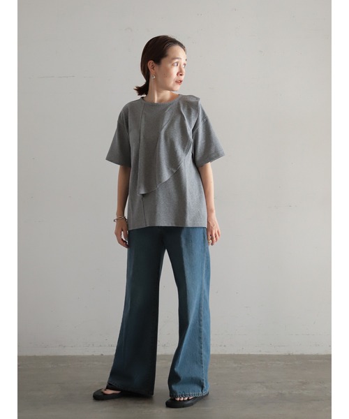 FIL DE FER（フィルデフェール）の「メランジ鹿の子　フロントフレアP/O（Tシャツ/カットソー・レディース・グリーン/グレー・FREE）」の14枚目の写真