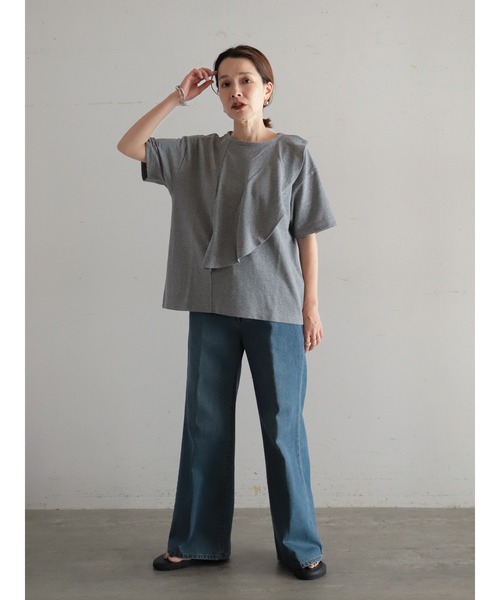 FIL DE FER（フィルデフェール）の「メランジ鹿の子　フロントフレアP/O（Tシャツ/カットソー・レディース・グリーン/グレー・FREE）」の13枚目の写真