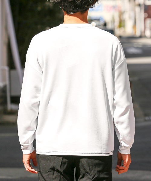 LUXSTYLE(ラグスタイル)の「UVカットストレッチ無地ステッチロンT(Tシャツ/カットソー・メンズ・ブラック/ホワイト・M/L)」の3枚目の写真
