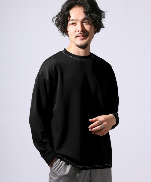 LUXSTYLE(ラグスタイル)の「UVカットストレッチ無地ステッチロンT(Tシャツ/カットソー・メンズ・ブラック/ホワイト・M/L)」の7枚目の写真