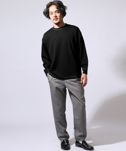 LUXSTYLE(ラグスタイル)の「UVカットストレッチ無地ステッチロンT(Tシャツ/カットソー・メンズ・ブラック/ホワイト・M/L)」の8枚目の写真