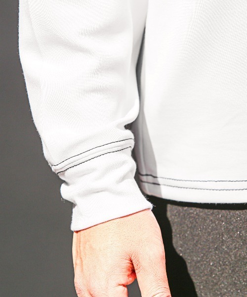 LUXSTYLE(ラグスタイル)の「UVカットストレッチ無地ステッチロンT(Tシャツ/カットソー・メンズ・ブラック/ホワイト・M/L)」の10枚目の写真