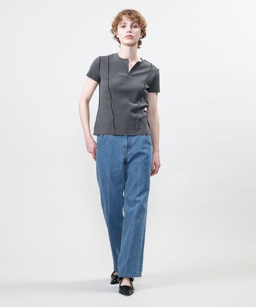 tシャツ 「ASTRAET」リブ キーネック カットソー レディース セール】＜ASTRAET＞リブ キーネック カットソー（Tシャツ
