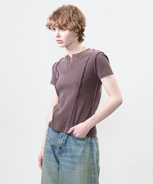 tシャツ 「ASTRAET」リブ キーネック カットソー レディース セール】＜ASTRAET＞リブ キーネック カットソー（Tシャツ