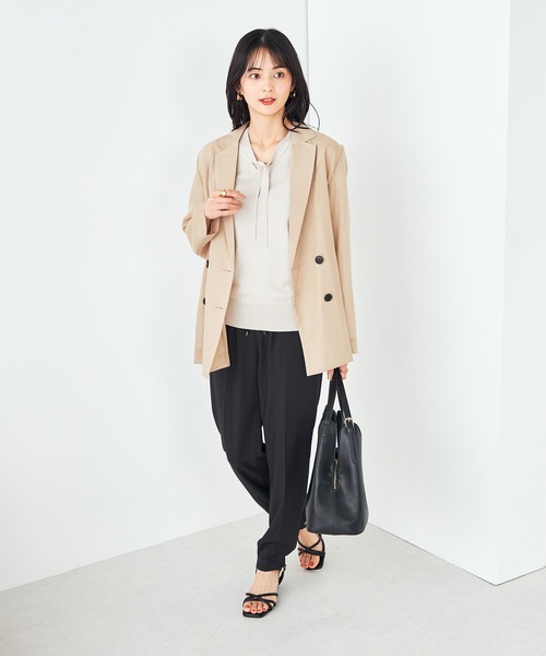a.v.v(アーヴェヴェ)の「シアーダブルジャケット(テーラードジャケット・レディース・チャコールグレー/ベージュ・36/38)」の19枚目の写真