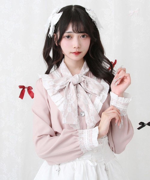 DearMyLove(ディアマイラブ)の「ヨークボウタイフリルブラウウス(シャツ/ブラウス・レディース・パープル/ホワイト×ピンク/ベビーピンク/ホワイト×ブルー/ホワイト×ブラック・MEDIUM/LARGE/LL/3L)」の10枚目の写真