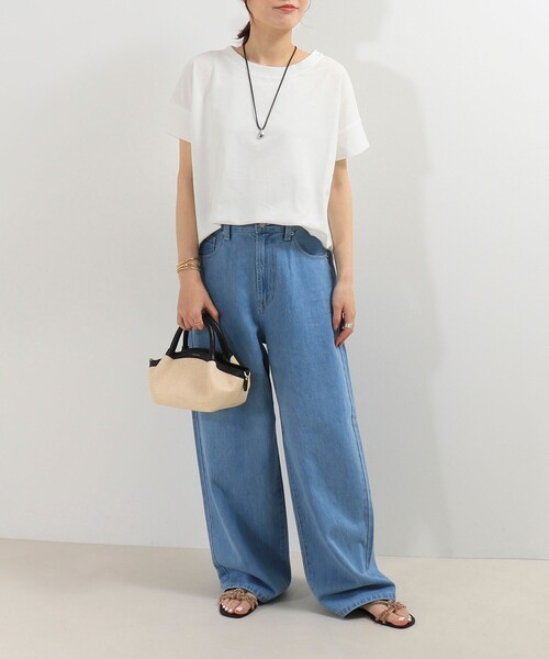 fredy couleur（フレディクルール）の「袖口ダブル麻調カットT（Tシャツ/カットソー・レディース・オフホワイト/イエロー/ラベンダー/グレイッシュベージュ/ブラック/オレンジ・38）」の8枚目の写真