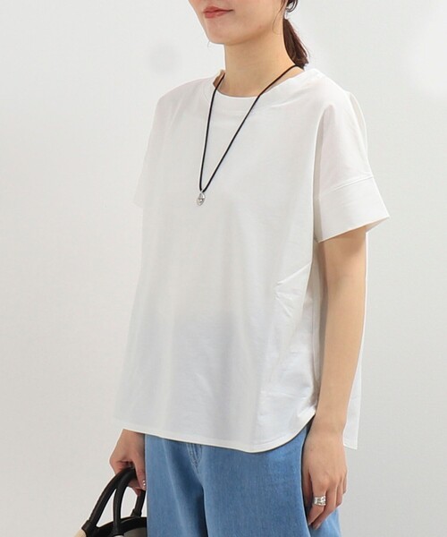 fredy couleur（フレディクルール）の「袖口ダブル麻調カットT（Tシャツ/カットソー・レディース・オフホワイト/イエロー/ラベンダー/グレイッシュベージュ/ブラック/オレンジ・38）」の10枚目の写真