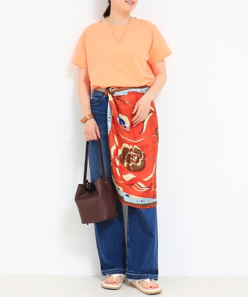 fredy couleur（フレディクルール）の「袖口ダブル麻調カットT（Tシャツ/カットソー・レディース・オフホワイト/イエロー/ラベンダー/グレイッシュベージュ/ブラック/オレンジ・38）」の12枚目の写真