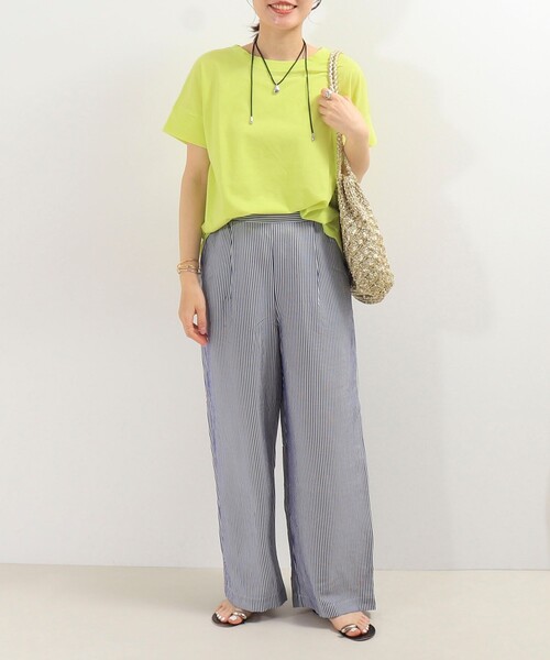 fredy couleur（フレディクルール）の「袖口ダブル麻調カットT（Tシャツ/カットソー・レディース・オフホワイト/イエロー/ラベンダー/グレイッシュベージュ/ブラック/オレンジ・38）」の18枚目の写真