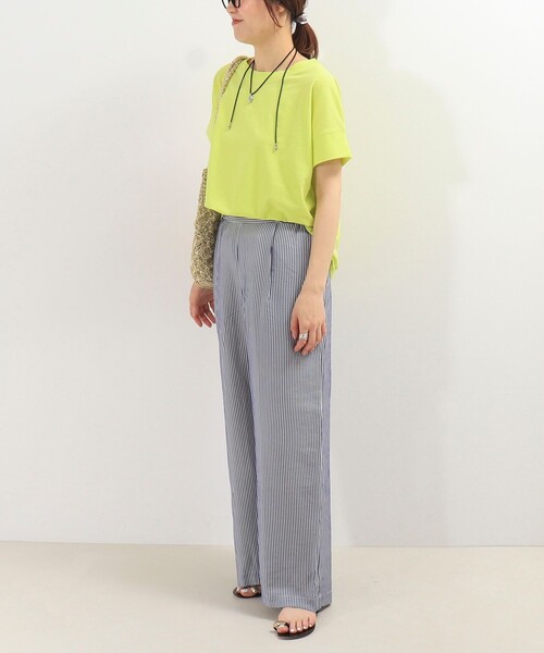 fredy couleur（フレディクルール）の「袖口ダブル麻調カットT（Tシャツ/カットソー・レディース・オフホワイト/イエロー/ラベンダー/グレイッシュベージュ/ブラック/オレンジ・38）」の19枚目の写真