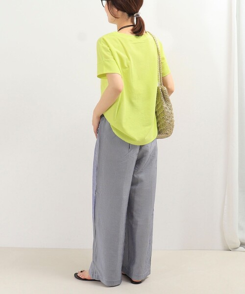 fredy couleur（フレディクルール）の「袖口ダブル麻調カットT（Tシャツ/カットソー・レディース・オフホワイト/イエロー/ラベンダー/グレイッシュベージュ/ブラック/オレンジ・38）」の20枚目の写真