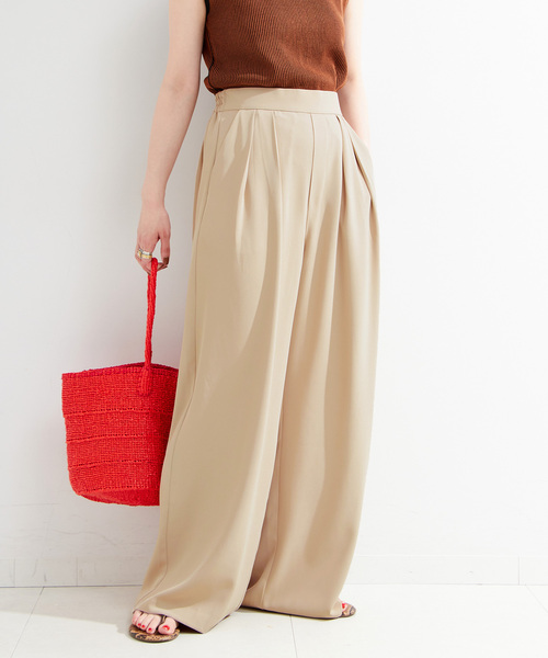 B.C STOCK（ベーセーストック）の「【WEB限定】ウォッシャブル / タックワイドパンツ（スラックス・レディース・ブラック/ベージュ・SMALL/MEDIUM）」の16枚目の写真