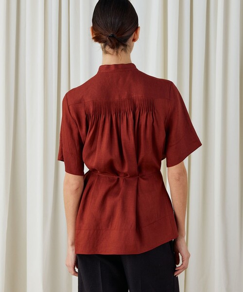 セール】シルクリネンクロス アシンメトリーヘムブラウス（シャツ