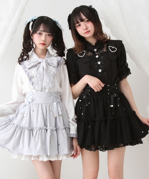 DearMyLove(ディアマイラブ)の「レースアップフリルハートビジュードットスカート(スカート・レディース・ブラック/ブルーグレー/ベビーピンク/ホワイト・3L/LL/LARGE/MEDIUM/SMALL)」の16枚目の写真