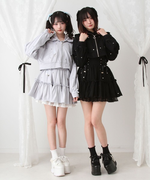 DearMyLove(ディアマイラブ)の「レースアップフリルハートビジュードットスカート(スカート・レディース・ブラック/ブルーグレー/ベビーピンク/ホワイト・3L/LL/LARGE/MEDIUM/SMALL)」の13枚目の写真